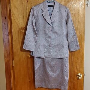 Stunning Dana Buchman Silk/Wool Faille Skirt Suit Pastel Lavender Pink Aqua 8